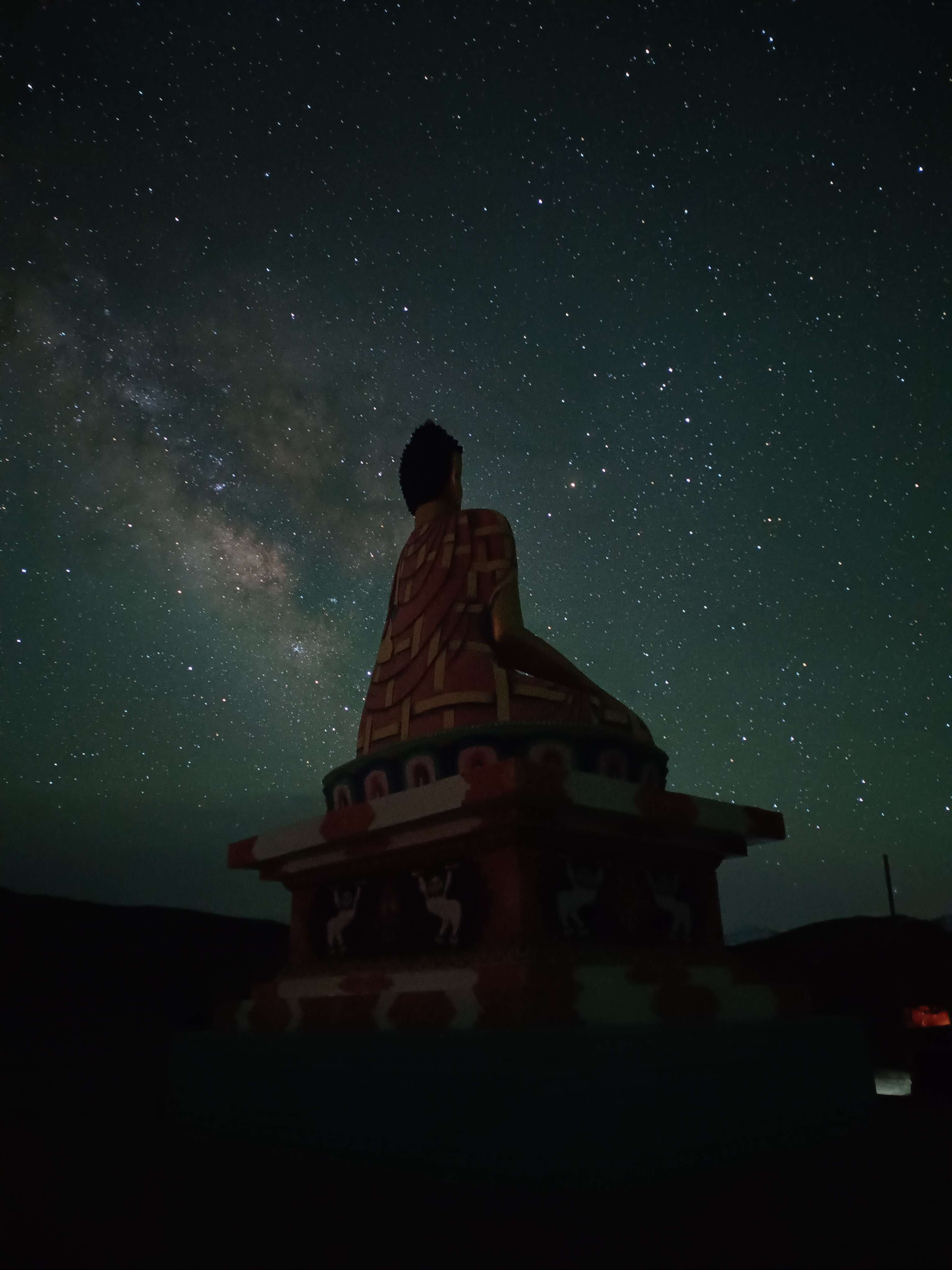 Langza Buddha Statue under the Milky Way